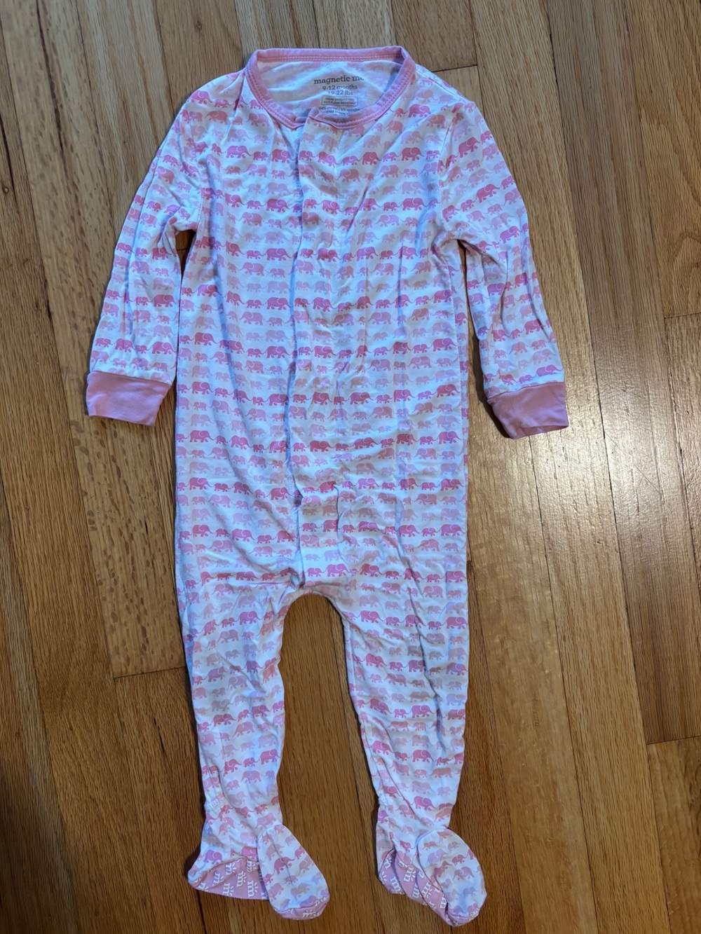 Magnetic Me Pink & White Elephant Print Footed One-Piece